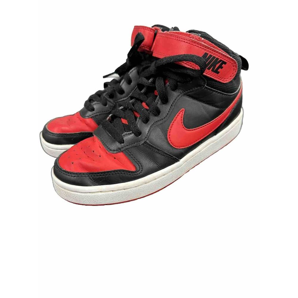 Nike Court Borough Mid Youth 5 Red Black Basketball Shoes Sneakers - Picture 3 of 9